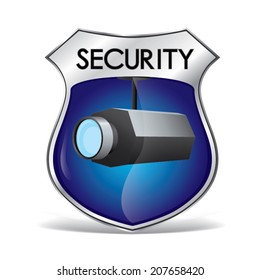 Vector of security camera , video surveillance , CCTV camera badge and label. Illustration