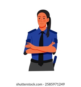 Vector of security guard woman with confident pose