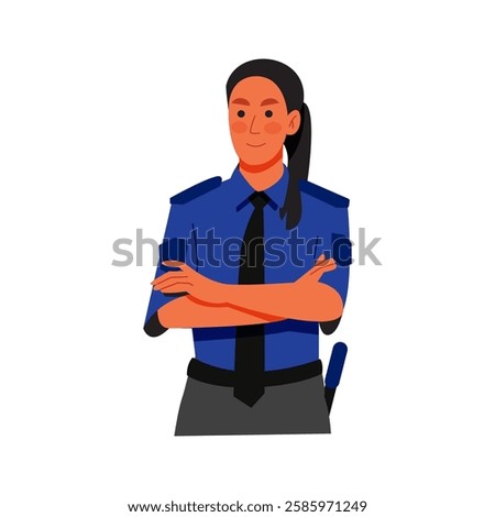 Vector of security guard woman with confident pose
