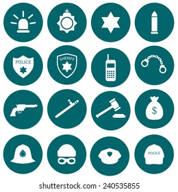 Vector Security Icon, Police, Law, Crime Badge Set Illustration