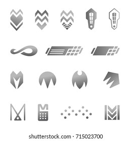 Vector Security Icons Set | Silver business abstract symbols for logo design