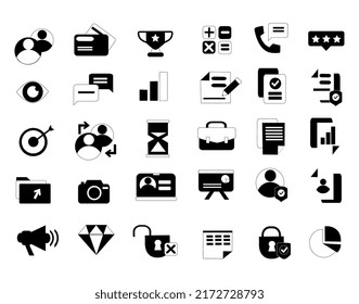 Vector security icons and symbols for business communication and web trade. Black icons for mobile app. Design pack for user experience