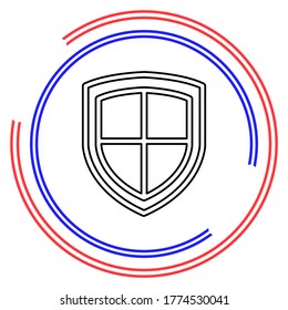 vector security shield emblem- protection and safety sign, shield icon. Thin line pictogram - outline editable stroke