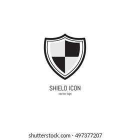 Vector security shield icon  in trendy linear style. Unique protection symbol isolated on white background