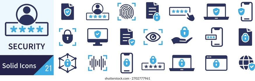 Conjunto de iconos de silueta de seguridad de Vector