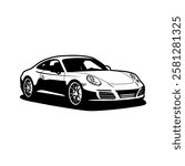 vector sedan sports car monochrome illustration