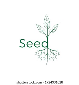 Vektor-Samen-Logo mit Laubdesign für Öko-Unternehmen, Landwirtschaft, Naturfirma, Ökologie.