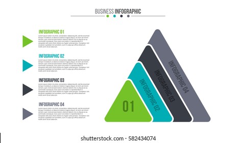 Vector segmented triangle for infographic. Template for diagram, graph, presentation and chart. Business concept with 4 options, parts, steps or processes. Data visualization.