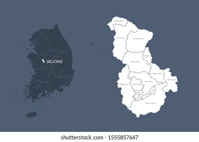 Sejong South Korea Map Vector Sejong Map South Korea City Stock Vector (Royalty Free) 1555857647 |  Shutterstock