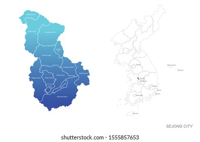 Sejong South Korea Map Vector Sejong Map South Korea City Stock Vector (Royalty Free) 1555857653 |  Shutterstock