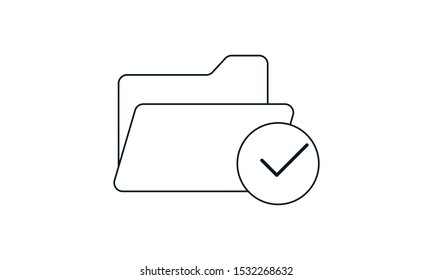 Vector Select Folder Icon. Folder and tick checkmark icon eps	