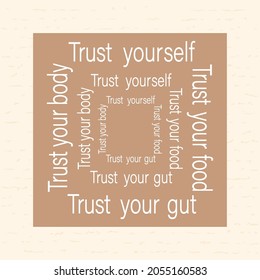 Vector of self healing typography, gut and brain connection