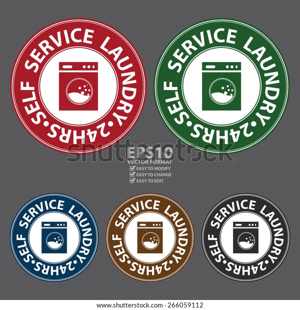 Vector Self Service Laundry 24hrs Badge Stock Vector Royalty Free