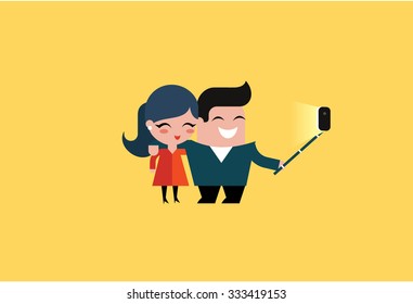 vector selfie couple