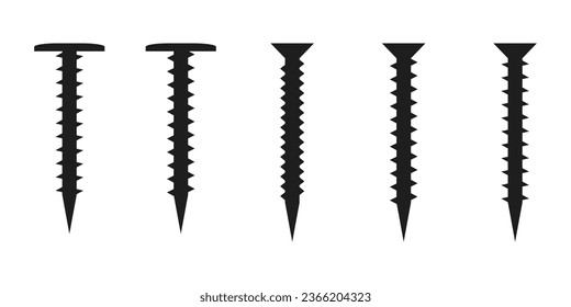 Vector self-tapping screws outline silhouette.