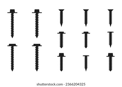 Vector self-tapping screws outline silhouette.