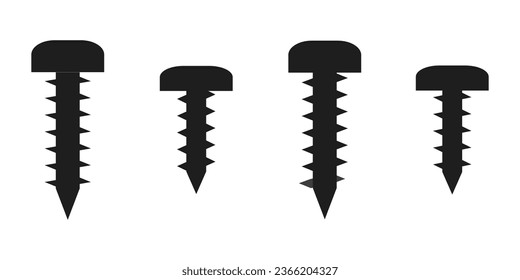 Vector self-tapping screws outline silhouette.