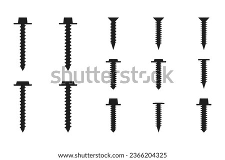 Vector self-tapping screws outline silhouette.