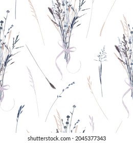 Vector semaless pattern from watercolor  herbs.