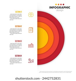 Vector semi circle chart template infographic 4 section for precentation
