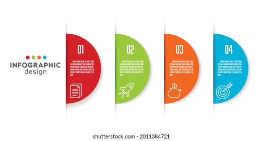 Vector Semi Circle Infographic Template 4 Step Design Element.