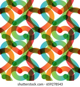Vector semi flat heart seamless pattern in color transition trend