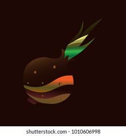  Vector semi realistic illustration of onion. White, yellow and red onion bulbs.