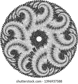 Vector Semitone Dotted Sea Mandala - Halftone Weave Sacral Simbol - Spiritual Meditative Concept
