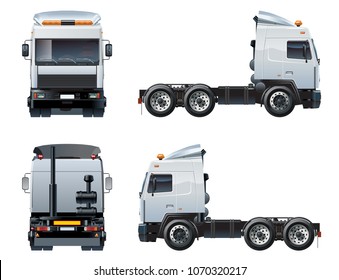 Vector semi-truck template isolated on white. Available EPS-10 separated by groups and layers with transparency effects for one-click repaint