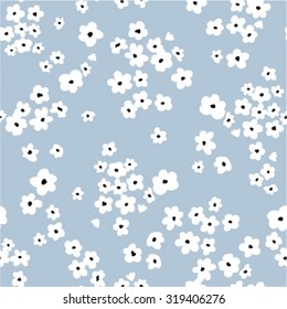 vector semless cute minimalistic little ditsy flower pattern. spring, summer mood, beautiful gentle small floral background, in bloom, artistic dots, pastel colors.