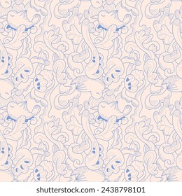 Vector semless pattern with birds and abstract nature leaves for apparel items, print for fabric, background