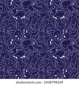 Vector semless pattern with birds and abstract nature leaves for apparel items, print for fabric, background