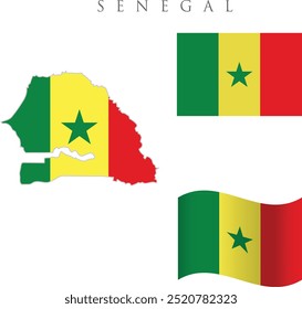 Vector Senegal flag, Senegal flag illustration, Creative Senegal national country flag icon. Abstract painted grunge style  flag background. National day of Senegal