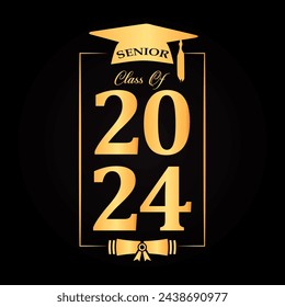 Vector Senior class of 2024 text on gradient background. svg
