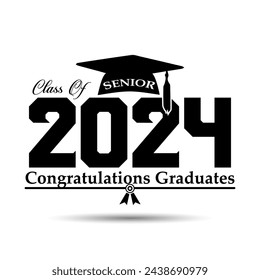 Vector Senior class of 2024 text on gradient background. svg
