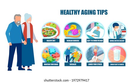 Vector Of A Senior Couple Man And Woman Following Doctor Advice On Healthy Aging 