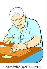 Vector Senior Playing Cribbage