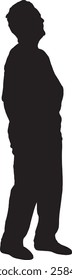vector, senior woman standing looking up