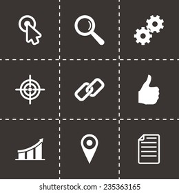 Vector seo icon set on black background
