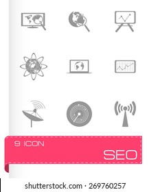 Vector seo icons set on grey background
