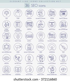 Vector SEO outline icon set. Elegant thin line style design