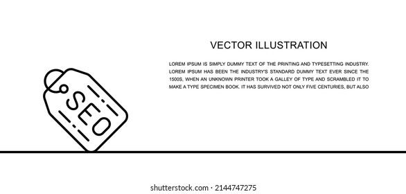 Vector seo tag, label one line icon. Continuous one line illustration.