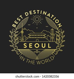 Vector Seoul City Badge, Linear Style