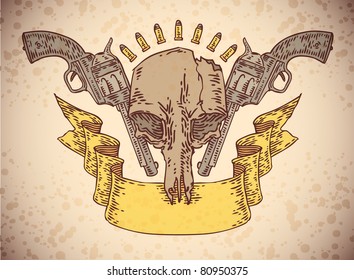 vector sepia engraved wild west theme frame