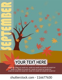 Vector september design with autumn leaves