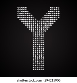 Vector sequins letter - A. Glitter font shape of silver dots, points, circles. Sequin type, alphabet, font. Creative disco club bright sparkle. Silver glitters, sparkles, paillettes letters.