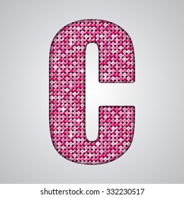 Vector sequins letter - G. Glitter font shape of pink dots, points, circles. Sequin type, alphabet, font. Creative disco club bright sparkle. Pink glitters, sparkles, paillettes letters.