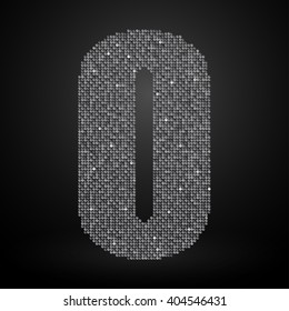 Vector sequins letter - O. Glitter font shape of silver dots, points, circles. Sequin type, alphabet, font. Creative disco club bright sparkle. Silver glitters, sparkles, paillettes letters.