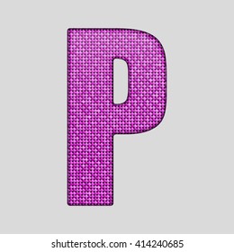 Vector sequins letter - P. Glitter font shape of pink dots, points, circles. Sequin type, alphabet, font. Creative disco club bright sparkle. Pink glitters, sparkles, paillettes letters.