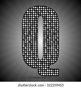 Vector sequins letter - Q. Glitter font shape of silver dots, points, circles. Sequin type, alphabet, font. Creative disco club bright sparkle. Silver glitters, sparkles, paillettes letters.